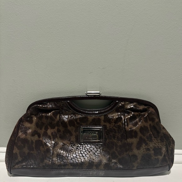 Nicole by Nicole Miller Handbags - VTG Nicole Miller Dk Brown Faux Leather Clutch Purse